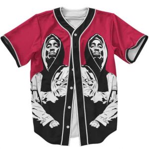 Badass Hip Hop 2Pac Shakur Makaveli Rapper Red Baseball Jersey