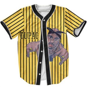 Dope Art Tupac Shakur Gangsta Rapper Yellow Baseball Jersey