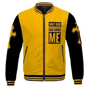 Only God Can Judge Me 2Pac Yellow And Black Varsity Jacket