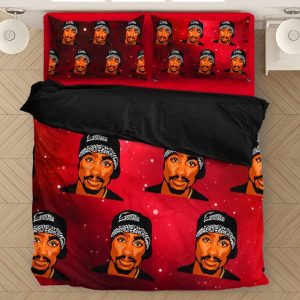 Tupac Amaru Shakur Thug Rapper Fantastic Red Bedding Set