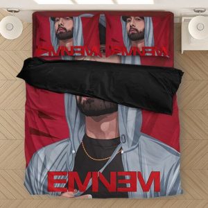 wesome Hip Hop Rapper Eminem Fan Art Red Bedclothes