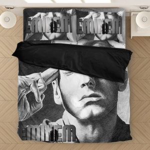 Eminem Mind Focus Charcoal Image Monochrome Bed Linen