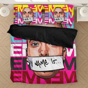 Eminem Multicolor Pattern My Name Is Slim Shady Bed Linen