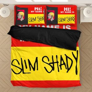 My Name Is Slim Shady Eminem Logo Red And Yellow Bed Linen