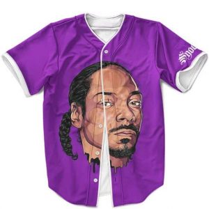 Snoop Dogg Braided Hair Face Art Purple Baseball Shirt