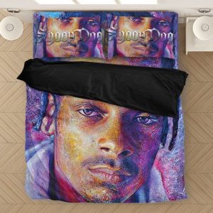 Snoop Dogg Realistic Portrait Art Purple Bedding Set