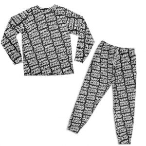 Tupac Amaru Shakur Name Pattern Black Nightwear Set
