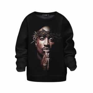 2Pac Shakur Wearing Crown Of Thorns Art Kids Sweatshirt