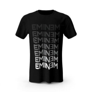 Minimalist Eminem Name Pattern Black T-Shirt