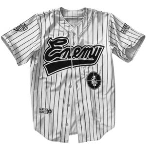 Public Enemy 85 Logo Pinstripes Baseball Jersey