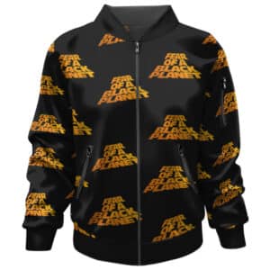 Fear of a Black Planet Logo Pattern Black Yellow Bomber Jacket - front