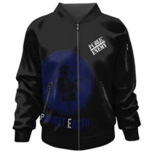 Public Enemy Dark Blue Logo Planet Earth Bomber Jacket