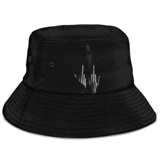 Badass Eminem Double Middle Finger Photo Art Black Bucket Hat